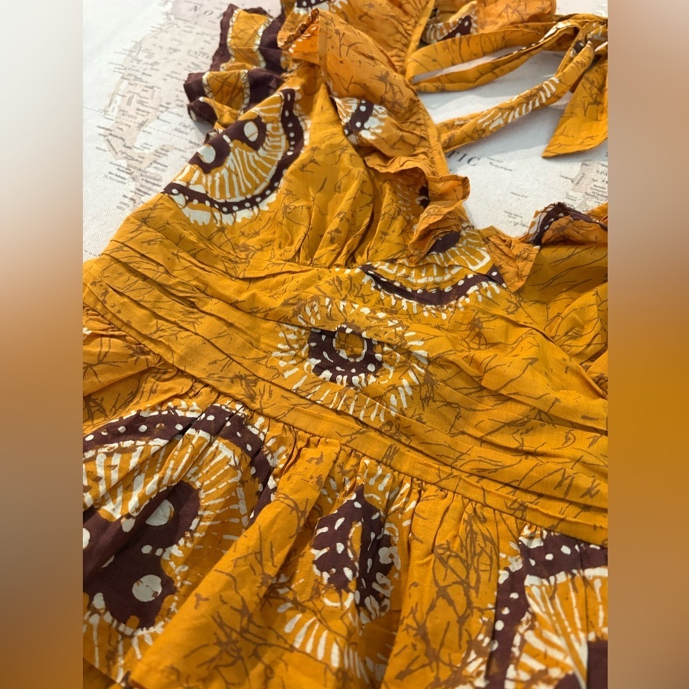 Love The Label Gigi Gold Print Dress Size L EUC 375$ Anthropologie - Picture 7 of 16